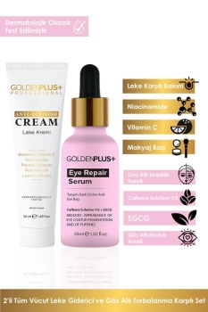 GoldenPlus Vücut Lekeleri Ton Eşitleyici Bakım Kremi 50ml Ve Göz Altı Torbalanma Morluk Karşıtı Göz Serumu 30ml - Thumbnail