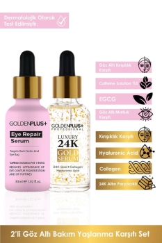 GoldenPlus Yaşlanma Kırışıklık Karşıtı Altın Serum 30ml Ve Göz Altı Torbalanma Morluk Karşıtı Göz Serumu 30ml - Thumbnail